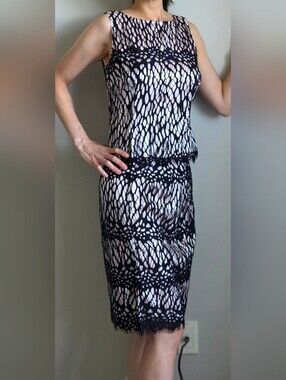 100% Silk Carlisle Pink Shell with Black Lace Overlay Top And Skirt Set